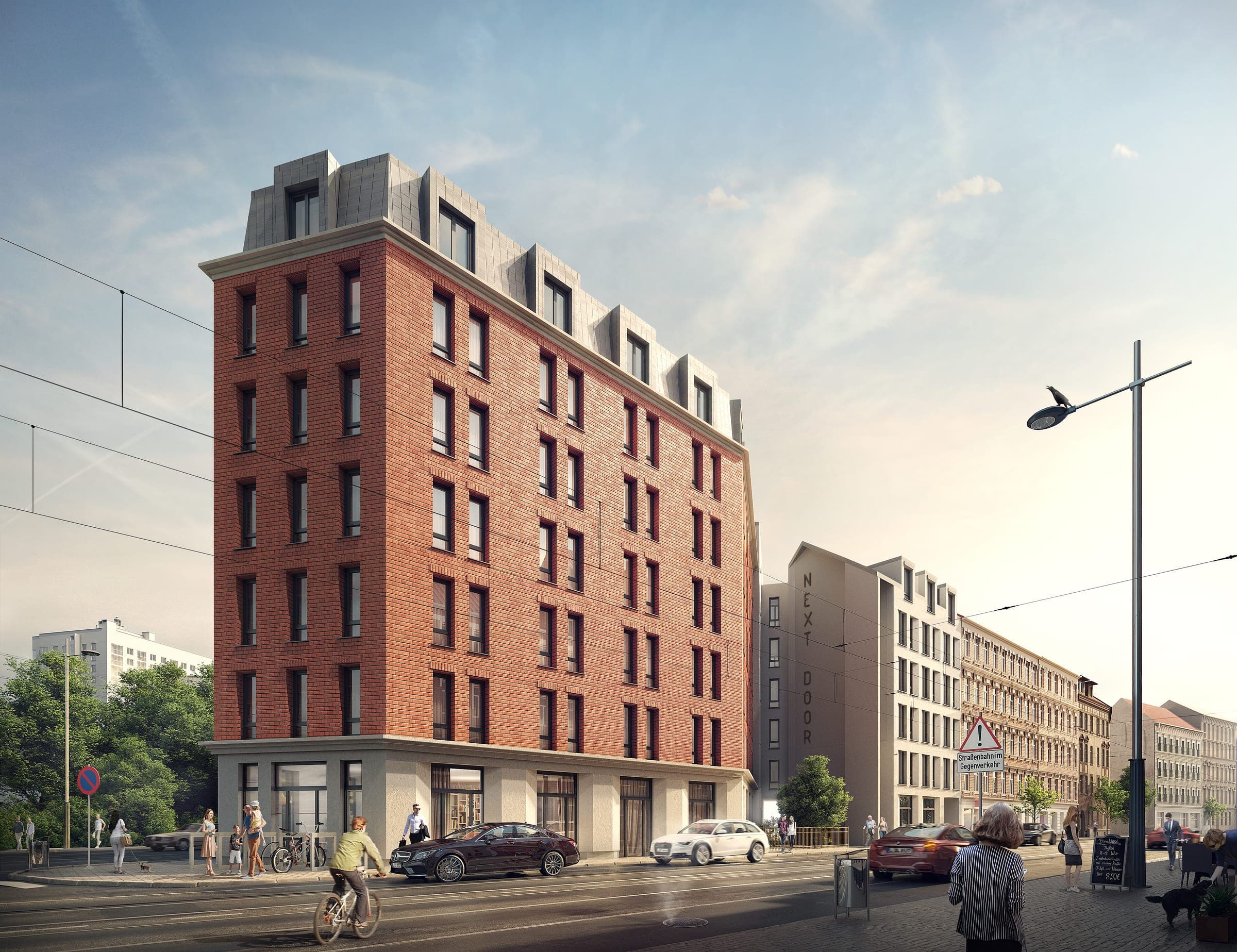 Rendering of the corner building at Torgauer Straße / Wurzner Straße, Leipzig