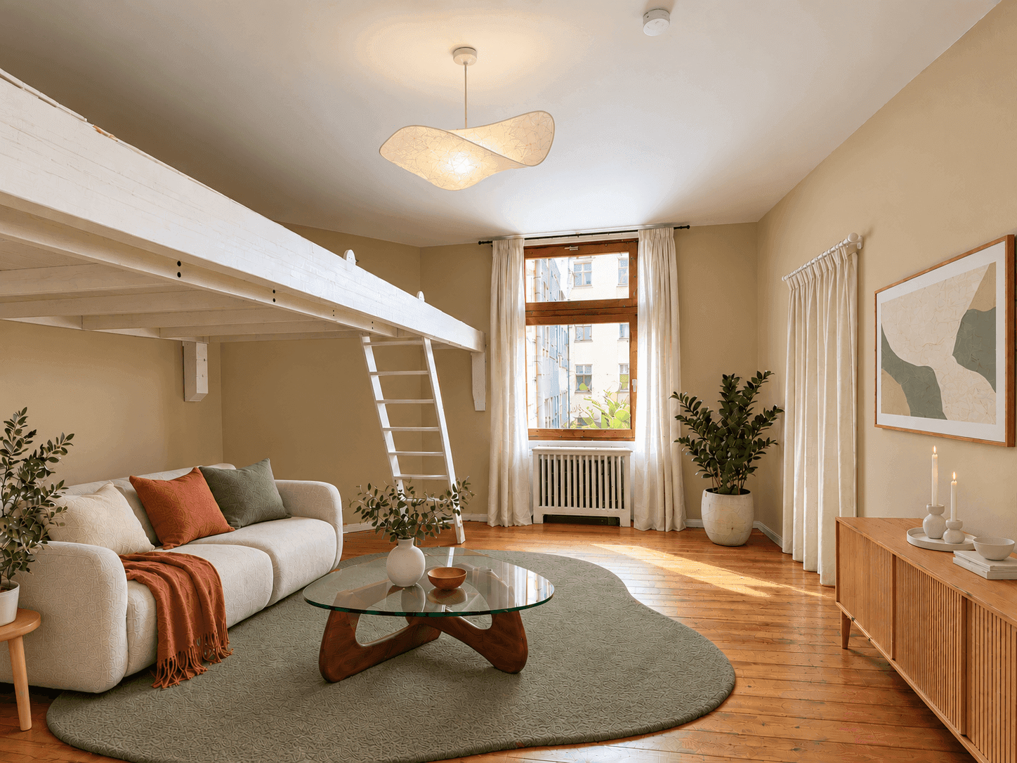Wohn-/Schlafzimmer KI-Visualisierung
