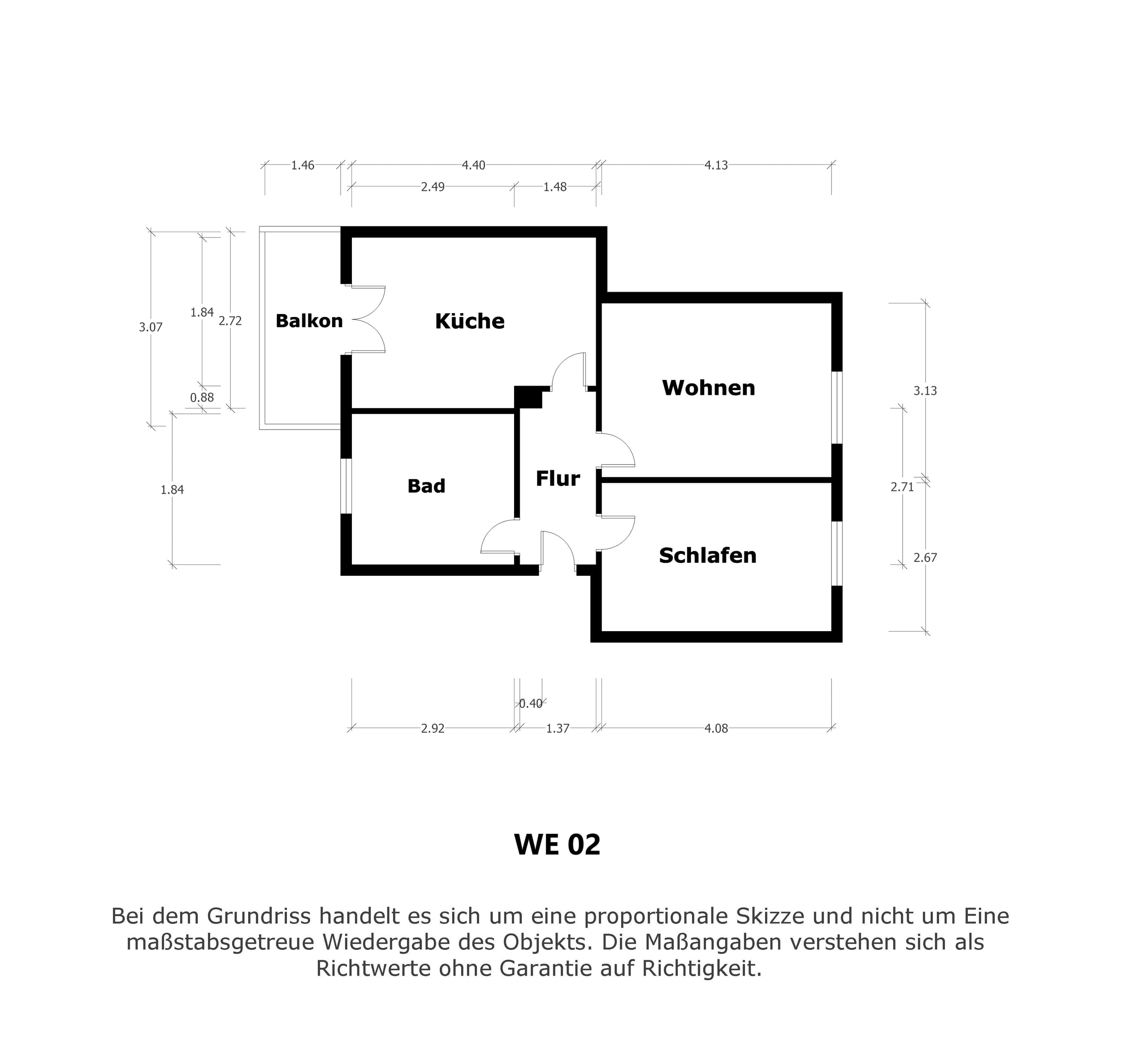 Floor plan 1: Kapitalanleger aufgepasst: vermietete 2-Zimmer-Wohnung mit Stellplatz