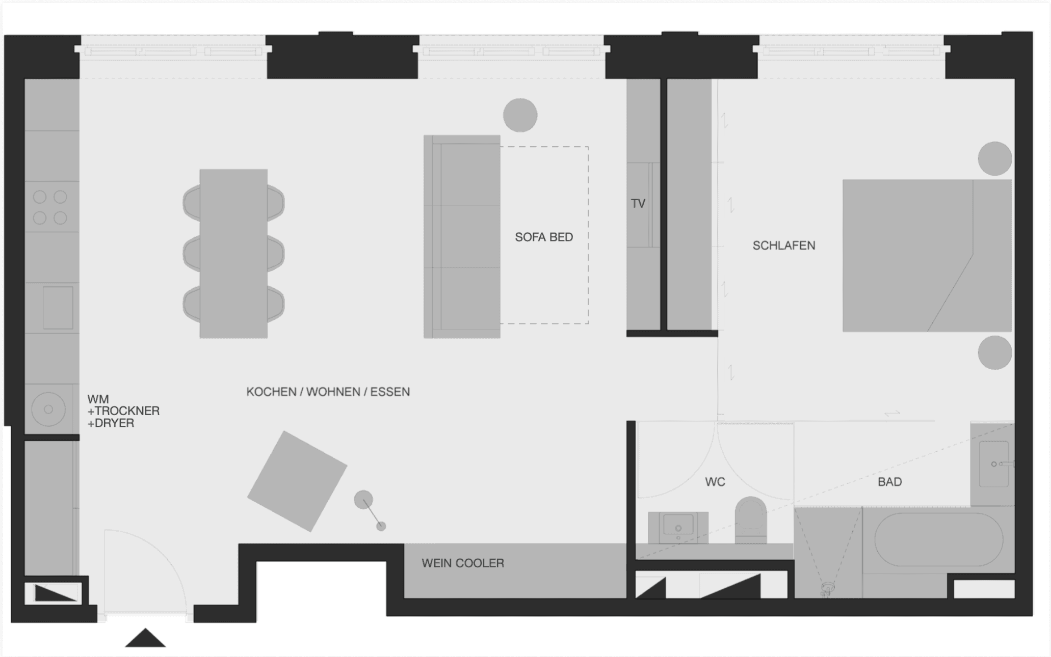 Floor plan 1: Design trifft Lebensqualität: 2-Zimmer-Apartment im „The House“ inkl. Stellplatz